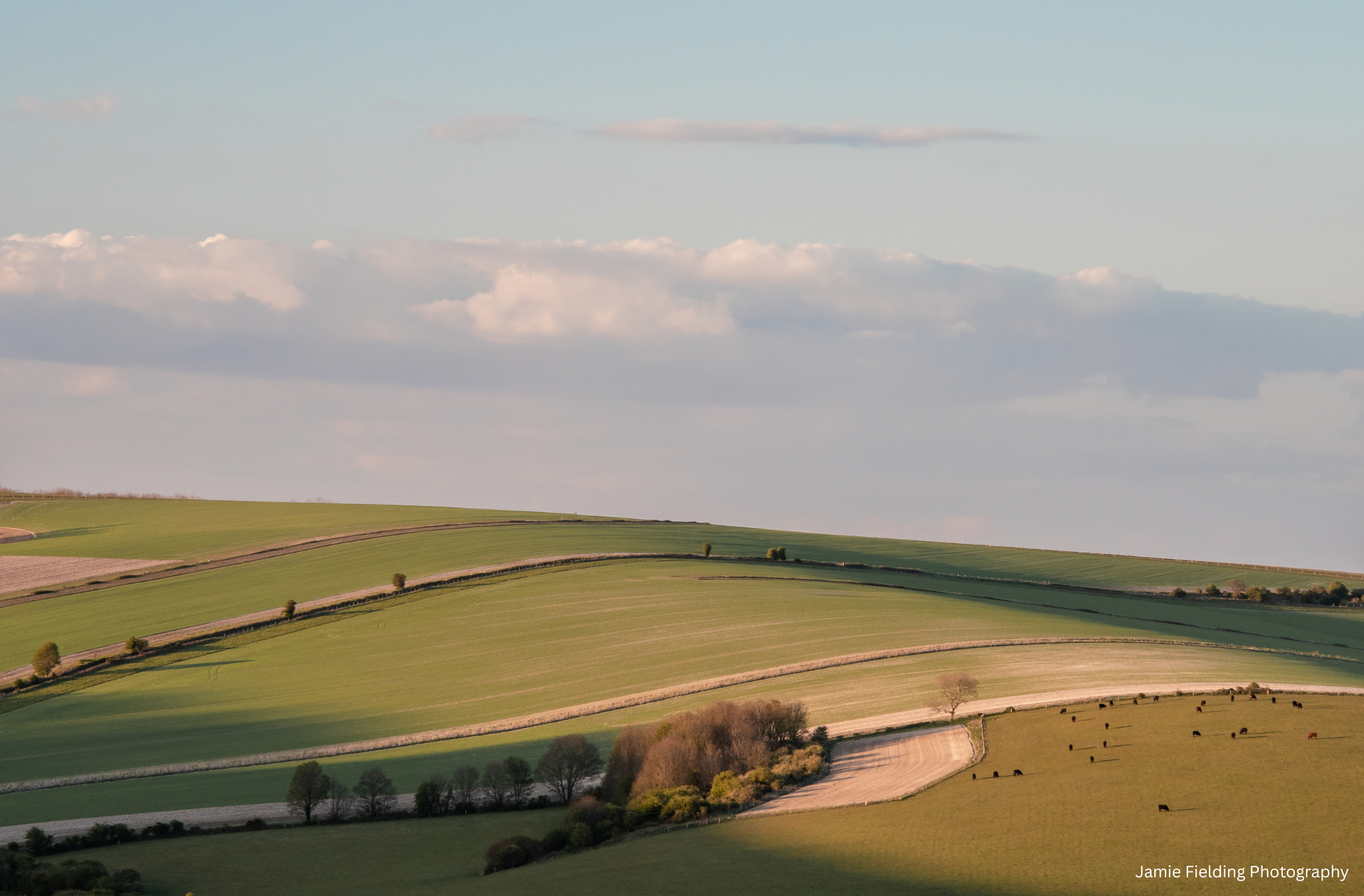 a view of rolling hills with a cloudy sky.