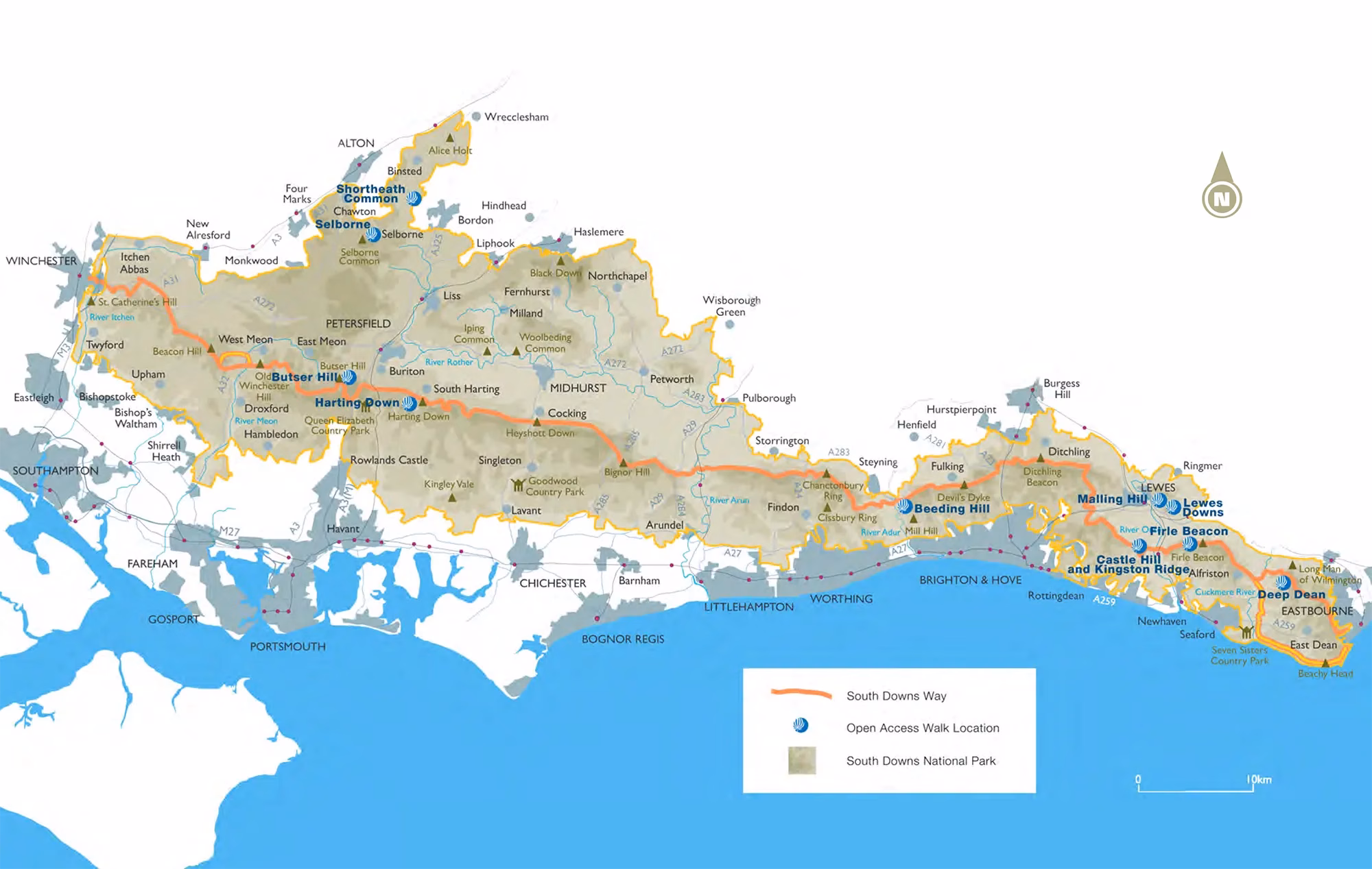 map showing area of the south down national park